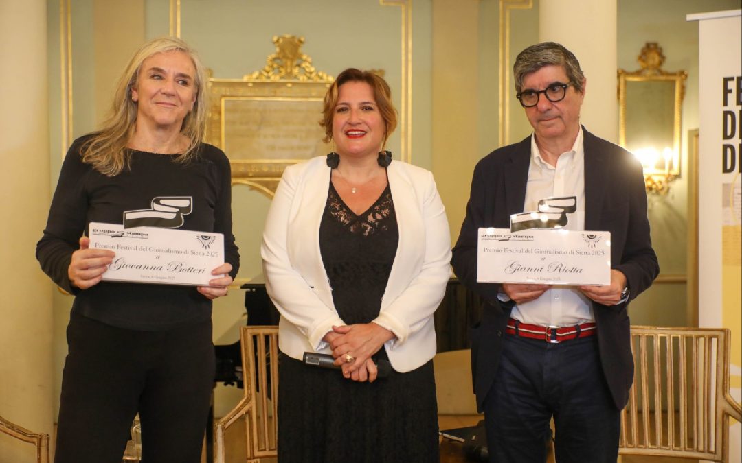 Giovanna Botteri e Gianni Riotta premiati a Siena dal Gruppo Stampa